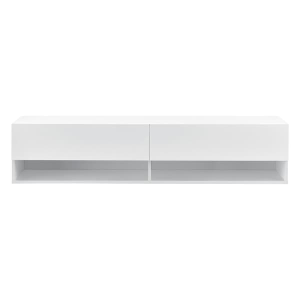 [en.casa]® Tv-bänk Halmstad-vägghängd- 140x31x30cm-melaminbelagd spånskiva-vit