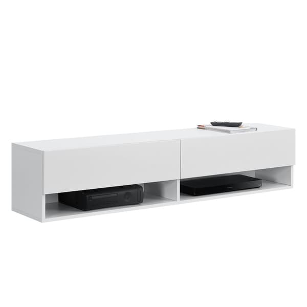 [en.casa]® Tv-bänk Halmstad-vägghängd- 140x31x30cm-melaminbelagd spånskiva-vit