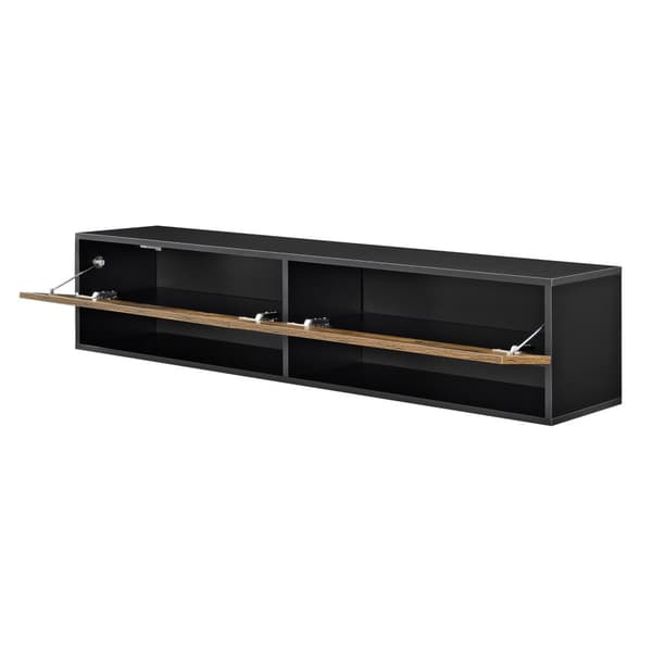 [en.casa]® Tv-bänk Halmstad-vägghängd- 140x31x30cm-melaminbelagd spånskiva-svart-mörk ekfärg