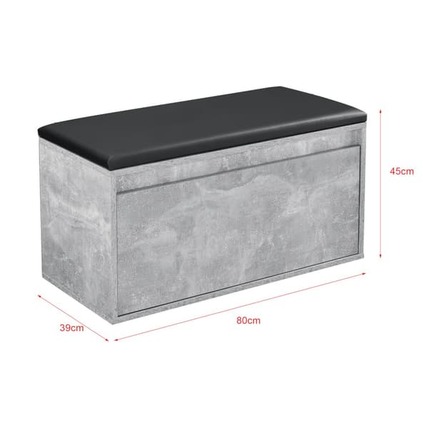 [en.casa] Bänk Degerfors med skoförvaring-plats för 3 par skor-80x39x45cm-svart-betongimitation