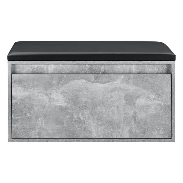 [en.casa] Bänk Degerfors med skoförvaring-plats för 3 par skor-80x39x45cm-svart-betongimitation