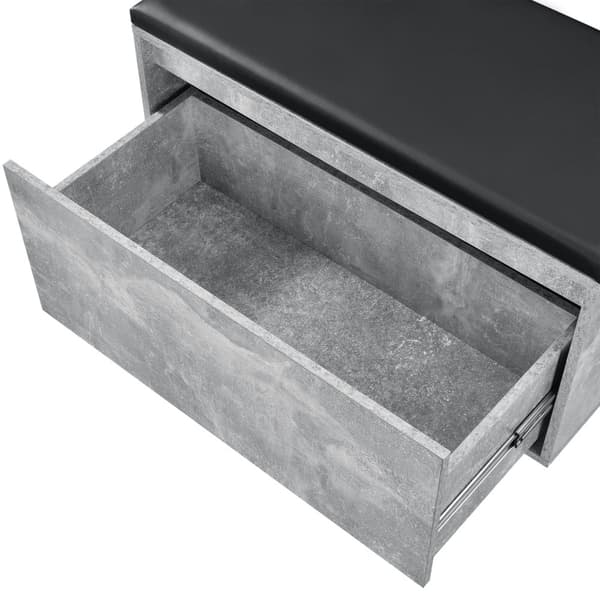 [en.casa] Bänk Degerfors med skoförvaring-plats för 3 par skor-80x39x45cm-svart-betongimitation