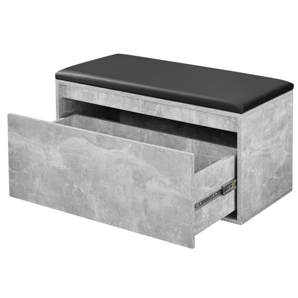 [en.casa] Bänk Degerfors med skoförvaring-plats för 3 par skor-80x39x45cm-svart-betongimitation