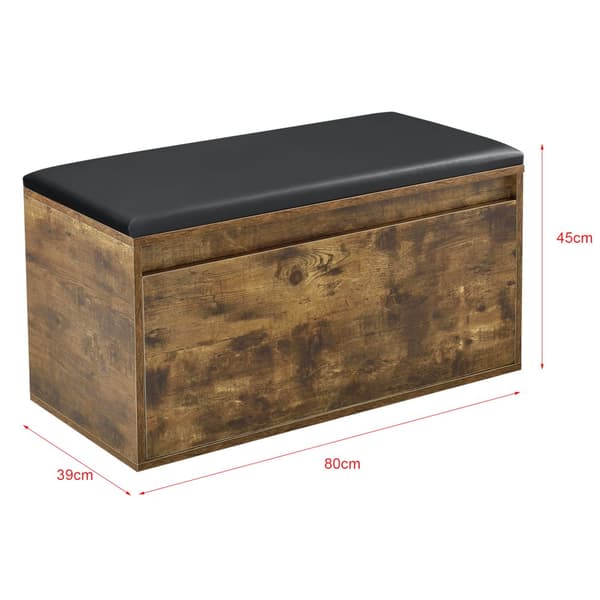 [en.casa] Bänk Degerfors med skoförvaring-plats för 3 par skor-80x39x45cm-svart-mörk ekfärg