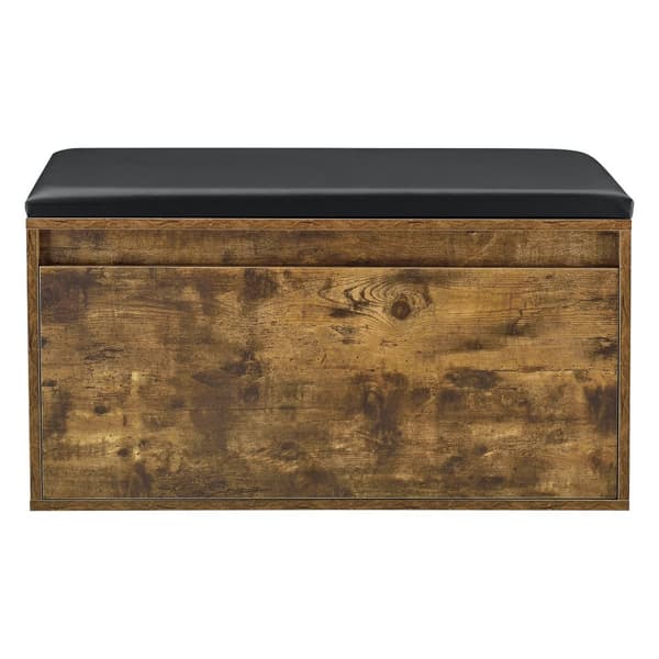 [en.casa] Bänk Degerfors med skoförvaring-plats för 3 par skor-80x39x45cm-svart-mörk ekfärg