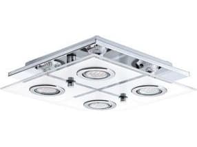 Eglo Cabo - Taklampe - LED-lyspære x 4 - GU10 - 3 W (ekvivalent 23 W) - klasse A+ - varmt hvitt lys - 3000 K - hvit, krom, blank, atlask