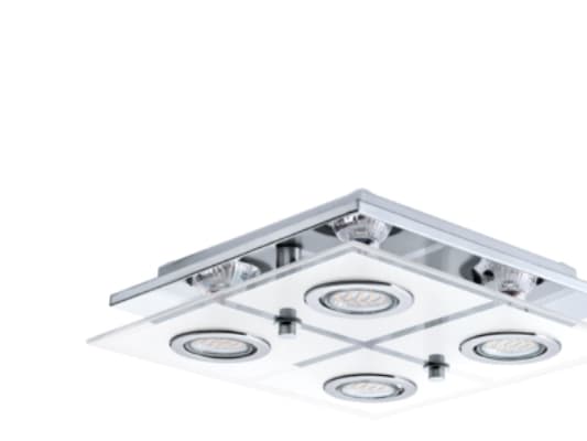 Eglo Cabo - Taklampe - LED-lyspære x 4 - GU10 - 3 W (ekvivalent 23 W) - klasse A+ - varmt hvitt lys - 3000 K - hvit, krom, blank, atlask