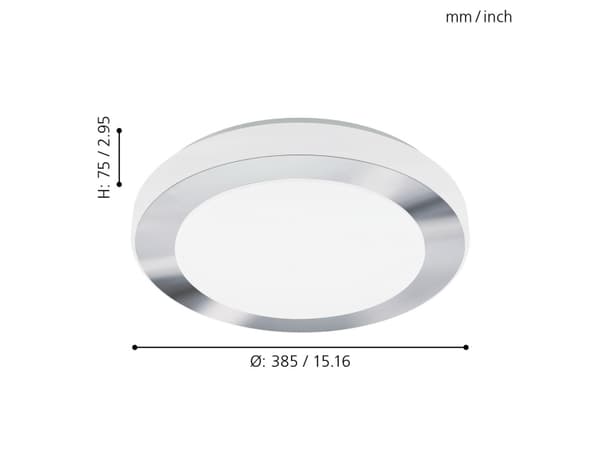 EGLO Led Carpi, 3000 K, 1500 lm, IP44, Kromfarget, Hvit