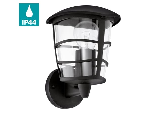 EGLO ALORIA, Seinävalaistus ulkotiloihin, Musta, Alumiini, Muovi, IP44, Sisäänkäynti, Autotalli, Puutarha, Patio, E27