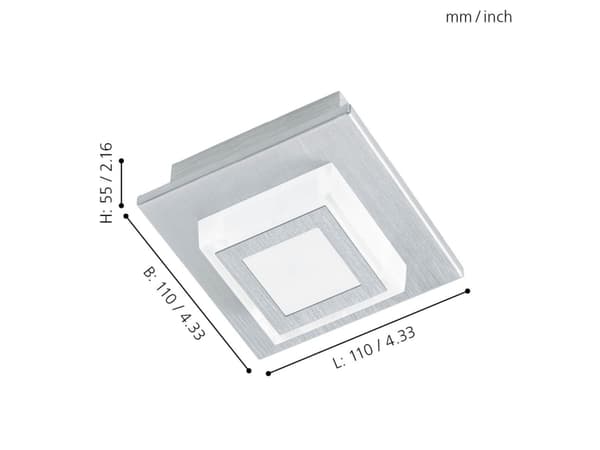 EGLO MASIANO, 1 ampuller, LED, 3000 K, 340 lm, IP20, Aluminium