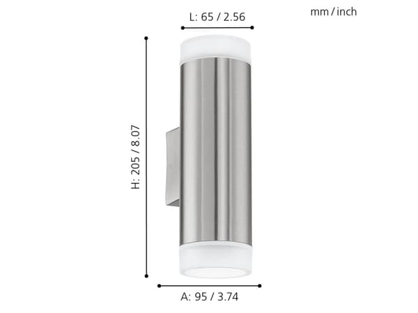 EGLO RIGA-LED, Vegglys, Rustfritt stål, Plast, Rustfritt stål, IP44, Inngang, Garage, Hage, Terrasse, GU10