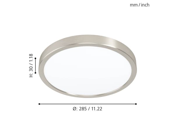 EGLO Fueva 5, LED, 4000 K, 2500 lm, IP20, Satiini teräs, Valkoinen