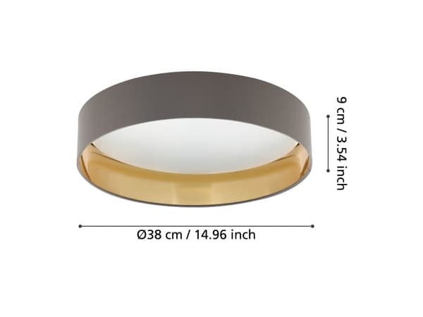 EGLO 99542 - Maserlo 2, 1 lampor, LED, 3000 K, 2500 LM, IP20, Cappuccino, Guld, Vit