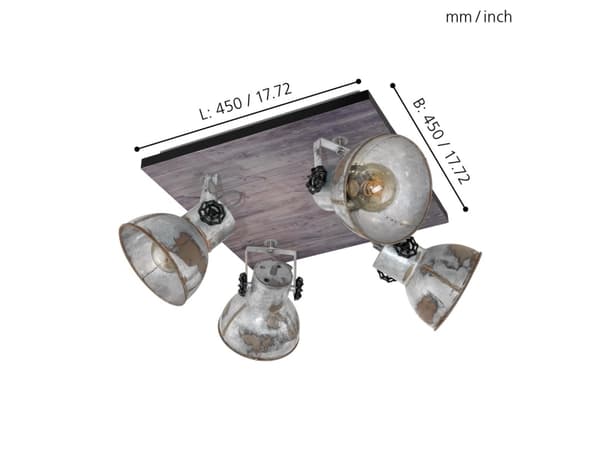 EGLO BARNSTAPLE LOFT 4L 450X450 ANTIK BRUN