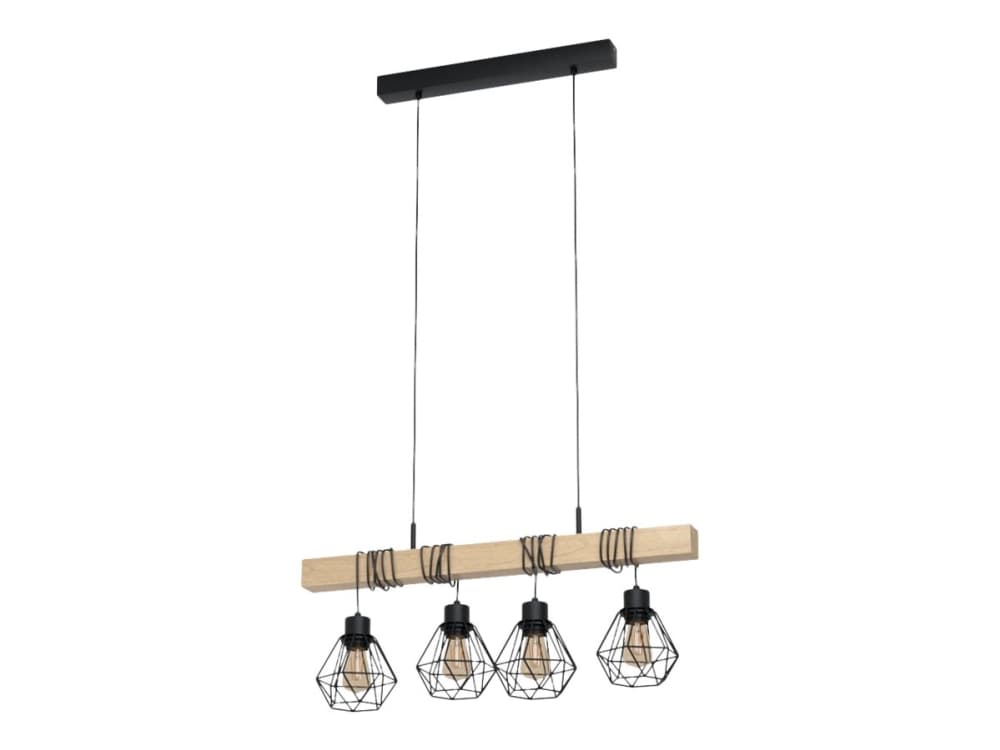 Eglo Townshend 5 - Hängande lampa - 4 uttag - E27 - totalt: 240 W - svart, brun