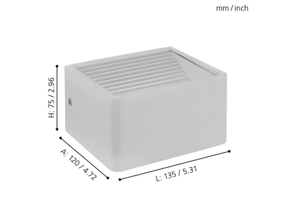EGLO 98266, Väggbelysning för utomhusbruk, Vit, Gjuten aluminium, IP44, Fasad, I