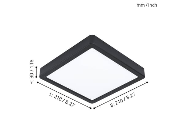 EGLO Fueva 5, LED, 3000 K, 2000 lm, IP20, Sort, Hvit