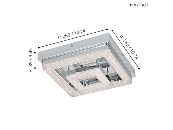 EGLO Fradelo, LED, Ei vaihdettavissa oleva hehkulamppu, 3000 K, 1250 lm, IP20, Kromi, Läpinäkyvä