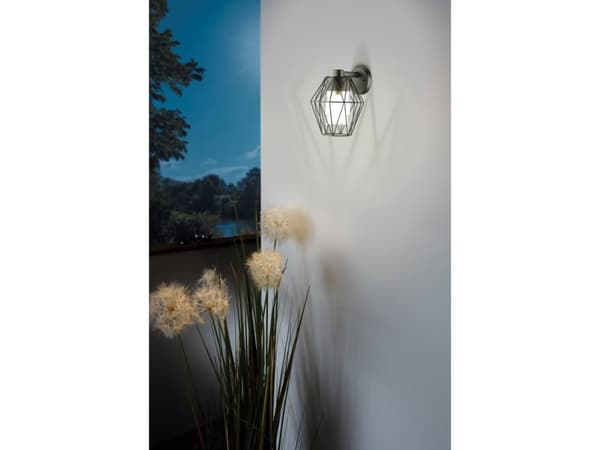 EGLO CANOVE, Vegglys, Sort, Glass, IP44, I, Satin