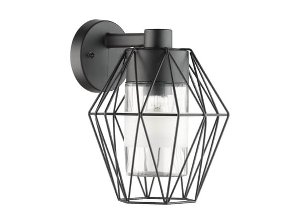 EGLO CANOVE, Vegglys, Sort, Glass, IP44, I, Satin