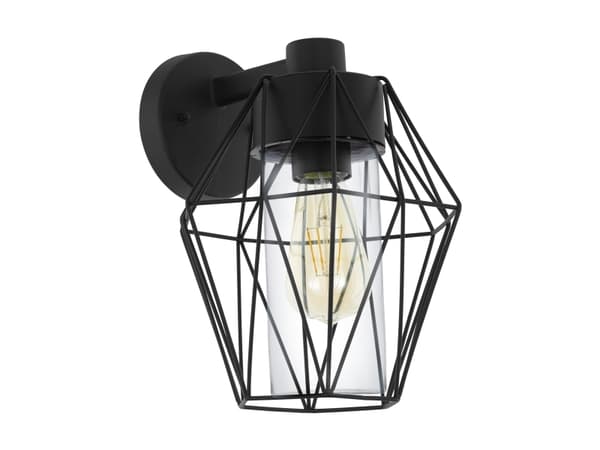 EGLO CANOVE, Vegglys, Sort, Glass, IP44, I, Satin