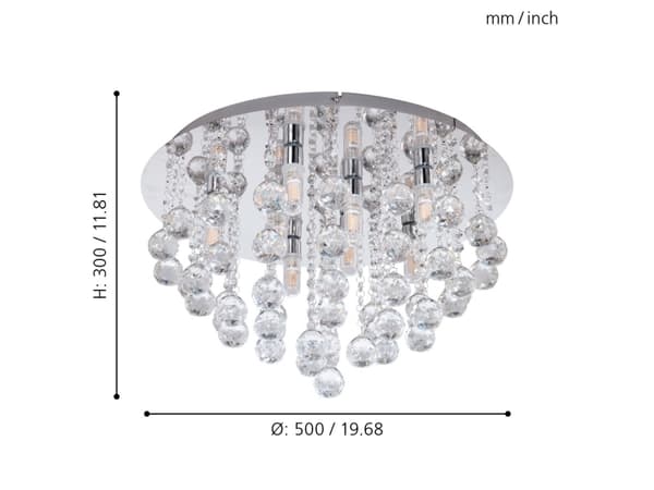 EGLO 97699, 8 ampuller, LED, G9, 360 lm, IP44, Kromfarget, Gjennomsiktig