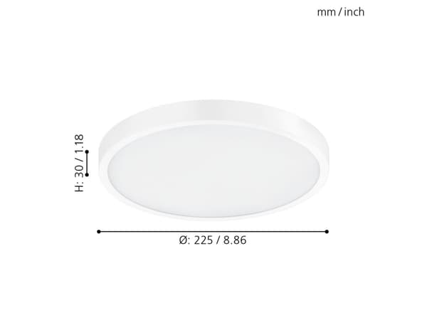 EGLO FUEVA-A TAK 2000LM INKLUDERT FJERNKONTROLL. Ø225 HVIT