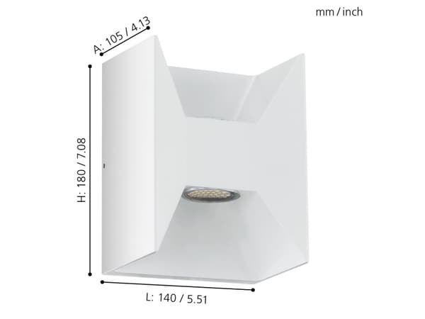 EGLO MORINO, Vegglys, Hvit, Aluminium, IP44, Inngang, Garage, Hage, Terrasse, 2 ampuller