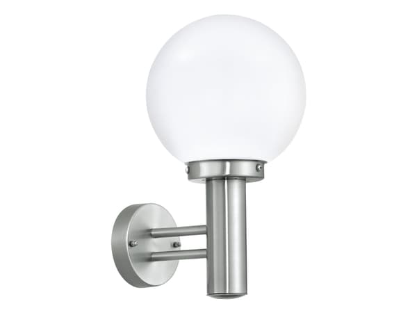 Eglo Nisia - Vegglampe - 1 sokkel - E27 - globus - rustfritt stål, hvit