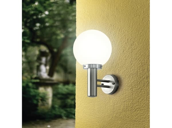 Eglo Nisia - Vegglampe - 1 sokkel - E27 - globus - rustfritt stål, hvit