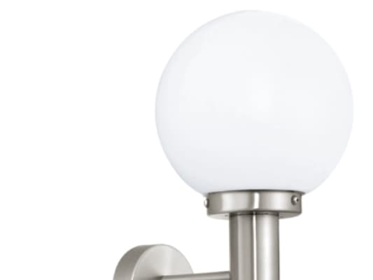 Eglo Nisia - Vegglampe - 1 sokkel - E27 - globus - rustfritt stål, hvit
