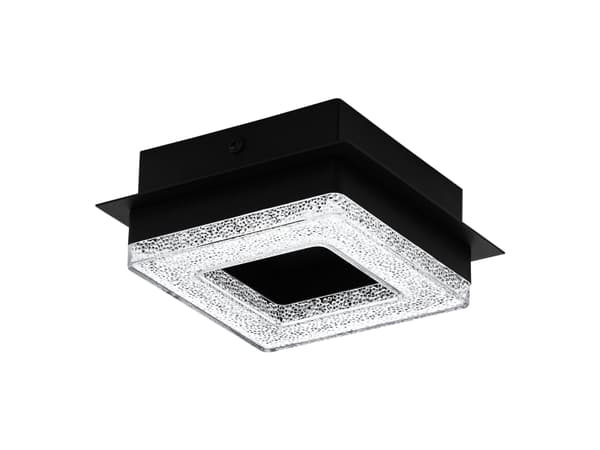 EGLO Fradelo 1, 1 ampuller, LED, 3000 K, 400 lm, IP20, Sort, Gjennomsiktig