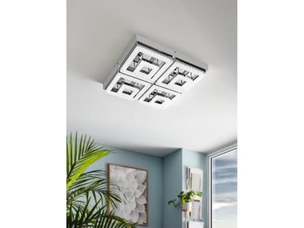 EGLO Fradelo, LED, Ikke-utskiftbare pærer, 3000 K, 1250 lm, IP20, Kromfarget, Gjennomsiktig