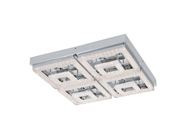 EGLO Fradelo, LED, Ikke-utskiftbare pærer, 3000 K, 1250 lm, IP20, Kromfarget, Gjennomsiktig