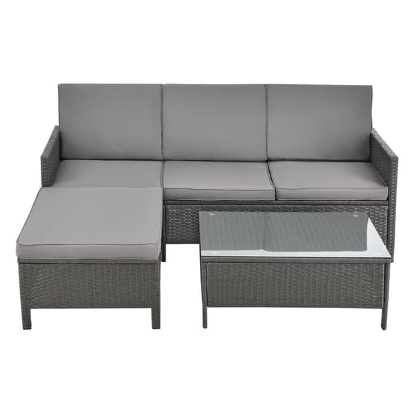 [en.casa] Loungegrupp Cloppenburg 4-sits-173x60x72cm-konstrotting-stål-glas-textil-mörkgrå-ljusgrå