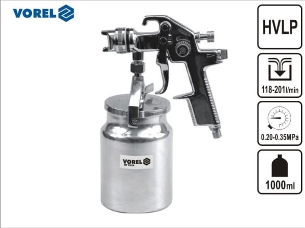 VOREL HVLP MALING PISTOL 1000ml MED BUNDTANK 80901