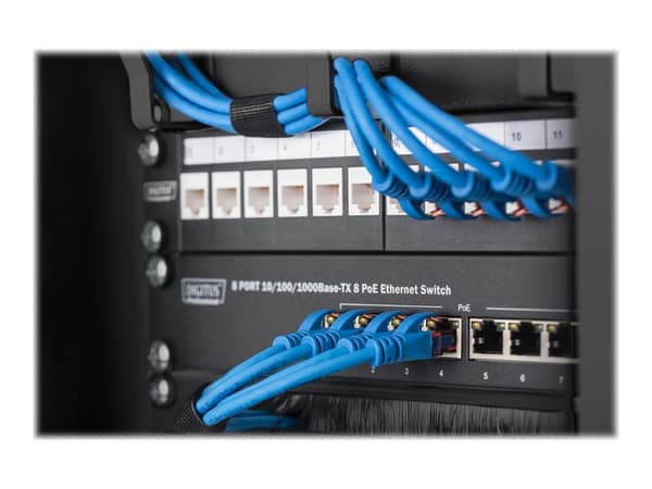 DIGITUS DN-10-ORG-1-2U-B - Cable management panel with brush - rackmontering - svart, RAL 9005 - 0.5U - 10"