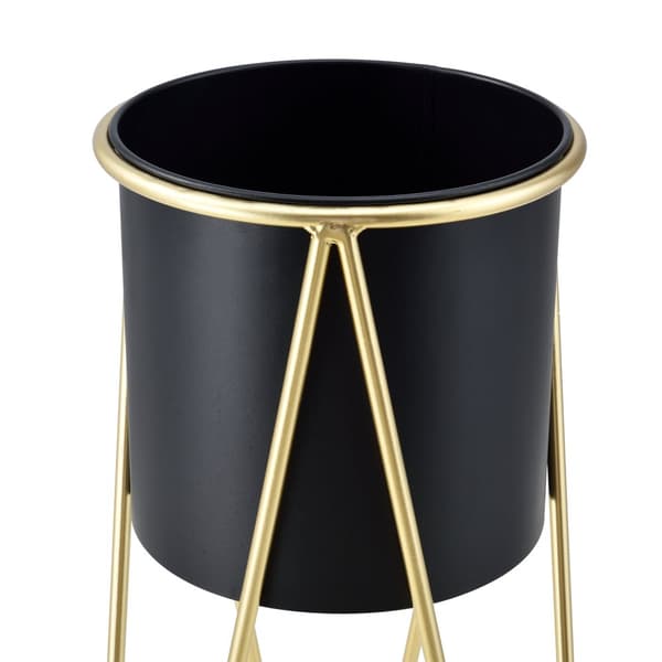[en.casa] Växtställ set 2-med inbyggda krukor-48x25x25cm-70,5x32x32cm-metall-hairpin-guld-svart