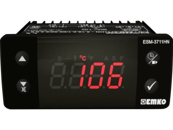 Emko ESM-3711-HN.2.10.0.1/00.00/1.0.0.0.0 2-pisteohjaus Lämpötilan säädin K 0 - 999 °C Rele 16 A (L x S x K) 65 x 76 x 35 mm
