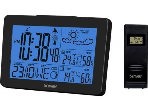 Denver WS-530BLACK, Musta, Kosteusmittari sisäkäyttöön, Lämpömittari sisäkäyttöön, Kosteusmittari ulkokäyttöön,..., 20 - 90%, 0 - 50 °C, Akku, 159 mm