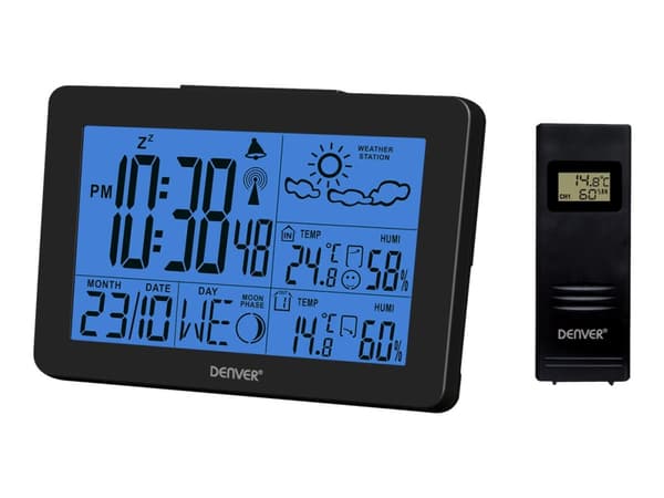 Denver WS-530BLACK, Musta, Kosteusmittari sisäkäyttöön, Lämpömittari sisäkäyttöön, Kosteusmittari ulkokäyttöön,..., 20 - 90%, 0 - 50 °C, Akku, 159 mm