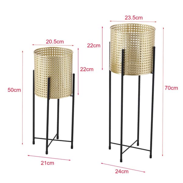 [en.casa] Växtställ Mol set 2-50x21x21cm-70x24x24cm-metall-svart-guld