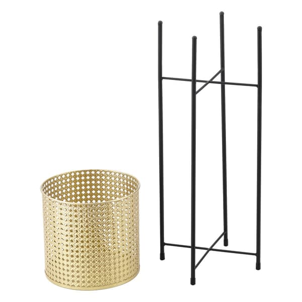 [en.casa] Växtställ Mol set 2-50x21x21cm-70x24x24cm-metall-svart-guld