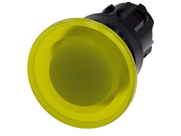 Siemens 3SU10011BD300AA0 3SU1001-1BD30-0AA0 Tryktast Frontring muovinen Knap Sort, Gul 1 stk