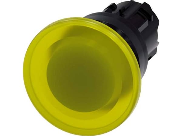 Siemens 3SU10011BD300AA0 3SU1001-1BD30-0AA0 Tryktast Frontring muovinen Knap Sort, Gul 1 stk