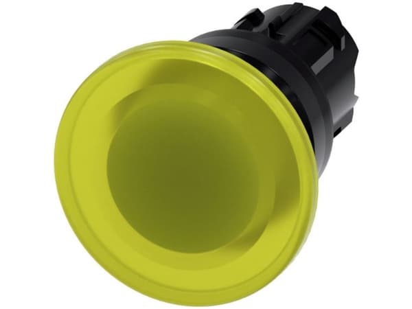Siemens 3SU10011BD300AA0 3SU1001-1BD30-0AA0 Tryktast Frontring muovinen Knap Sort, Gul 1 stk