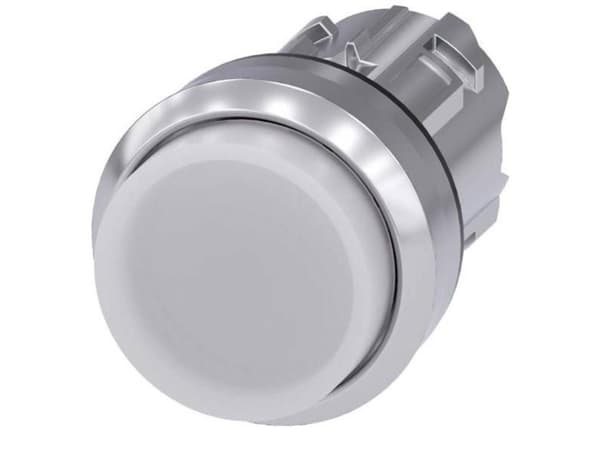 Siemens 3SU1051-0BB60-0AA0 Belyst tryckknapp Frontring metall, högglans, rund knapp Silver, vit 1 st