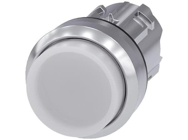 Siemens 3SU1051-0BB60-0AA0 Belyst tryckknapp Frontring metall, högglans, rund knapp Silver, vit 1 st