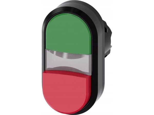 Valaistu painonappi kaksinkertainen 22mm pyöreä muovi vihreä punainen Painonapit tasainen / korkea 3SU1001-3BB42-0AA0