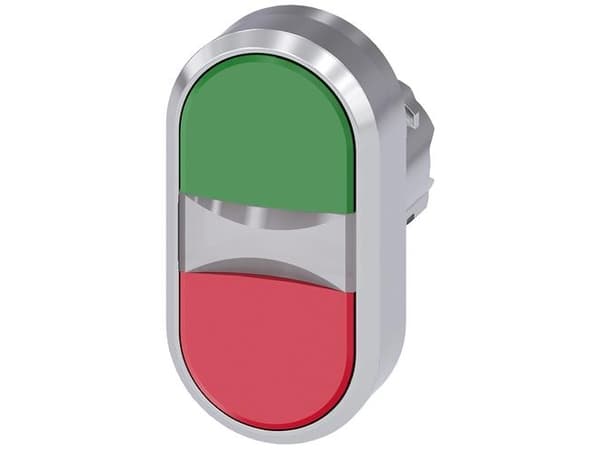 Siemens 3SU1050-3AB42-0AA0 Dubbel tryckknapp Frontring metall, högglans Knapp Silver, Grön, Röd 1 st